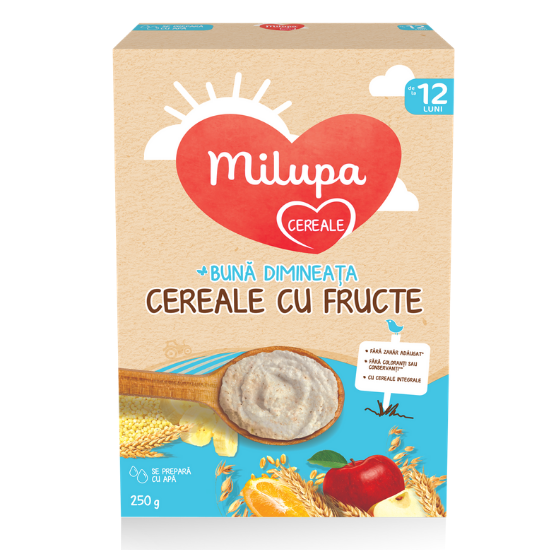 Cereale cu Fructe Buna Dimineata, +12 luni, 250gr, Milupa