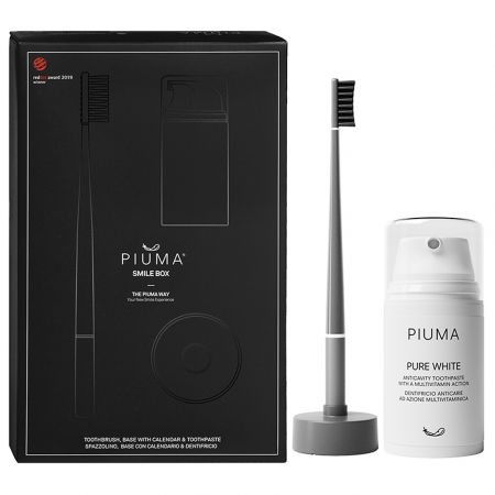 Periuta de dinti medium Asphalt Grey + Pasta de dinti Pure White 75 ml