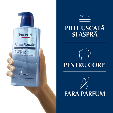 Gel de dus reparator cu 5% Uree UreaRepair Plus, 400 ml, Eucerin 712888