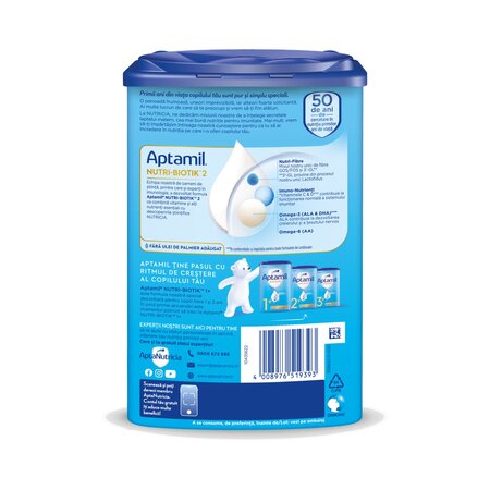 Lapte praf de continuare Nutri-Biotik 2, 6-12 luni, 800 g, Aptamil 816691