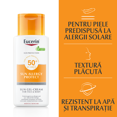 Crema de corp cu SPF50+ impotriva alergiei la soare Sun Protection, 150 ml, Eucerin 712719