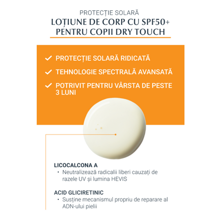 Lotiune de corp cu SPF50+ pentru copii Dry Touch, 200 ml, Eucerin 712724