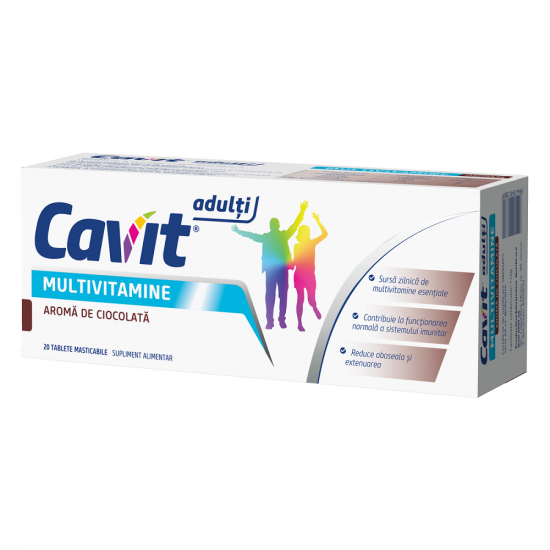 Cavit Adulti Multivitamine aroma de ciocolata, 20 comprimate masticabile, Biofarm