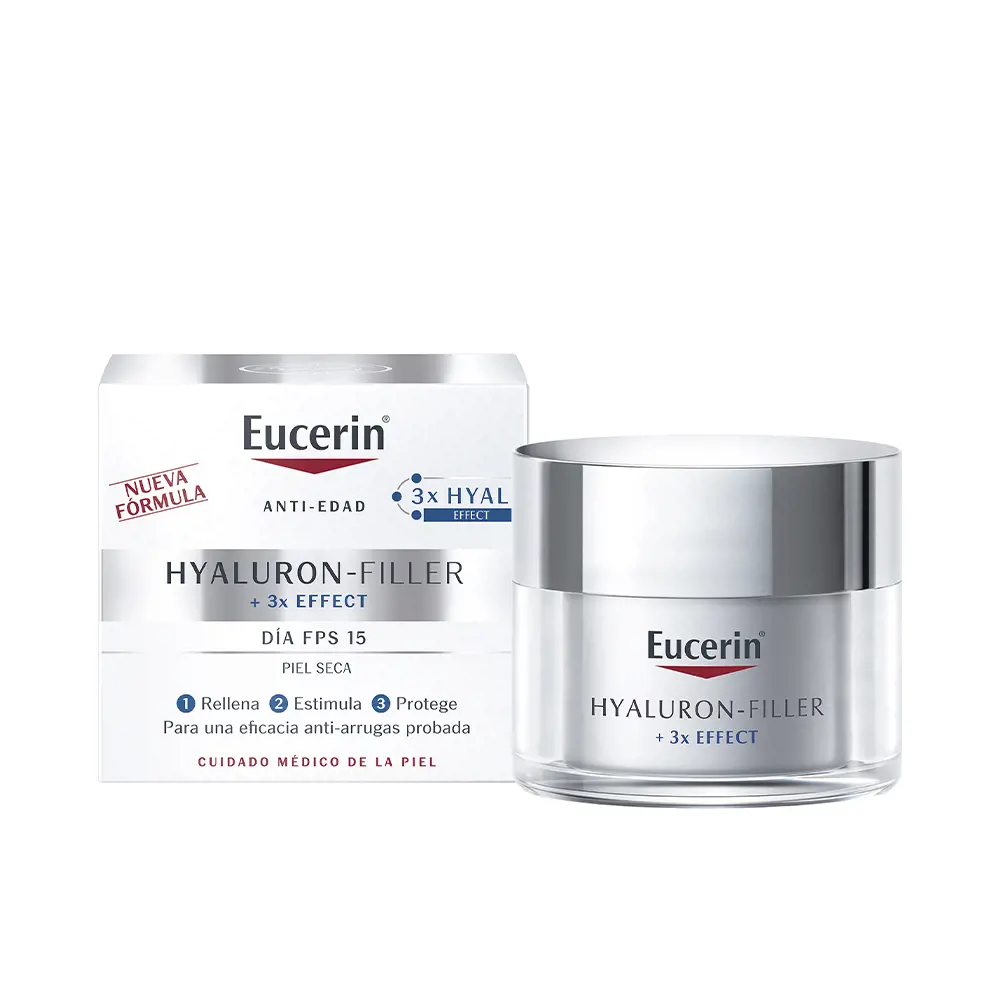 Crema de zi pentru ten uscat cu efect triplu anti-imbatranire SPF 15 Hyaluron Filler, 50 ml, Eucerin