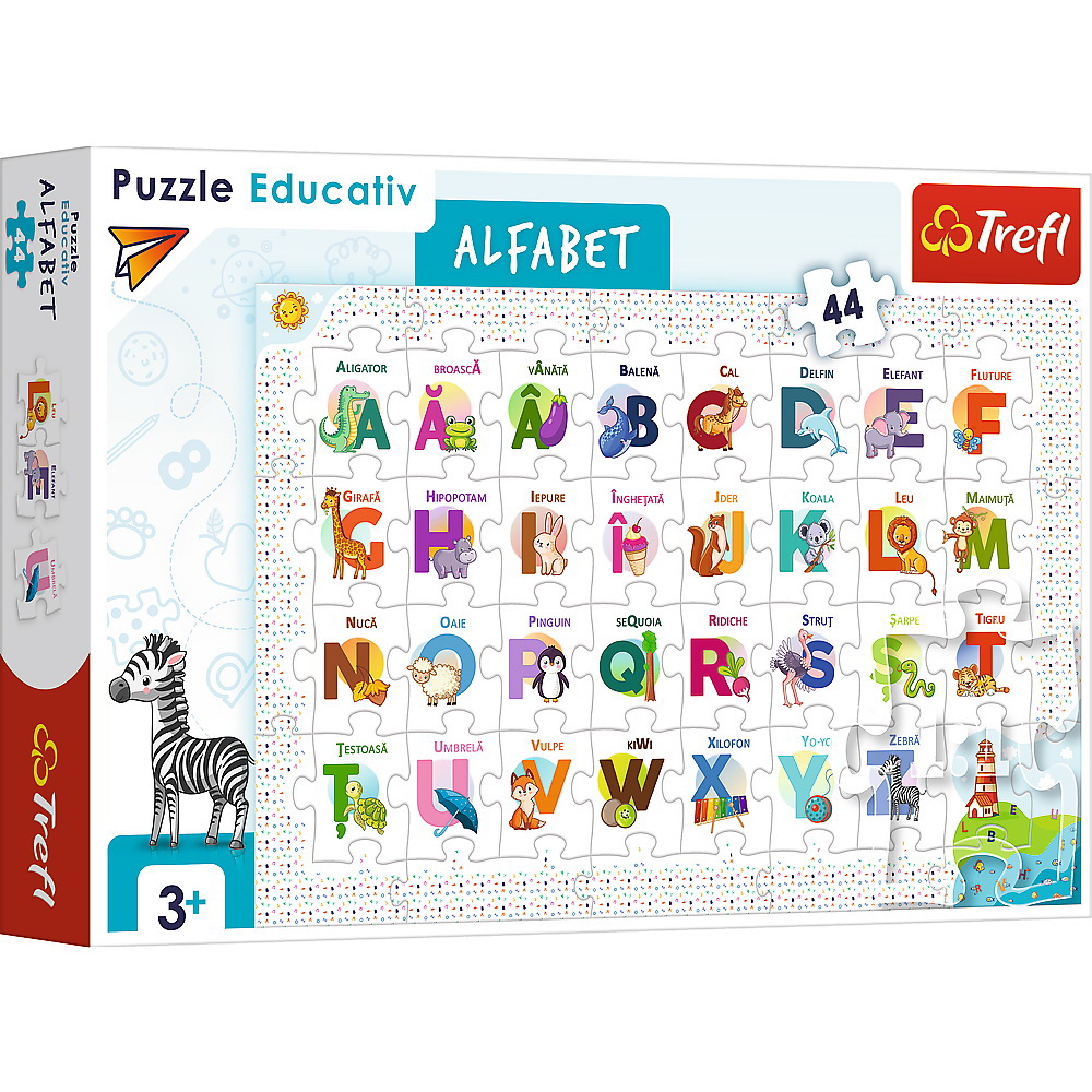 Puzzle educational Alfabetul, +3 ani, 44 piese, Trefl