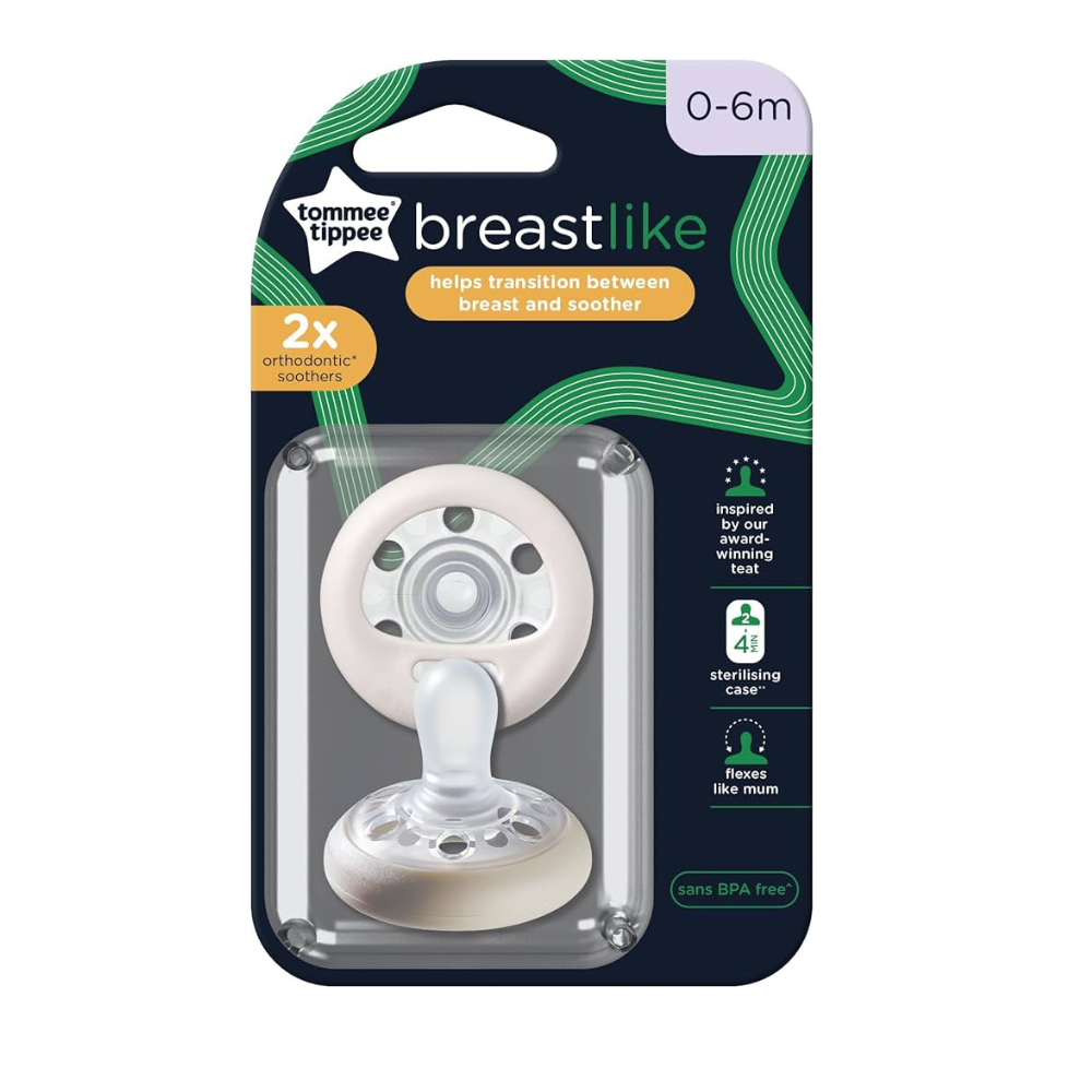 Suzeta Breast like, 0-6 luni, 2 bucati, Alb, Tommee Tippee