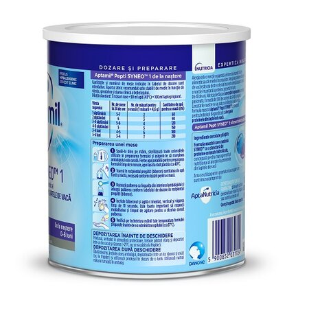 Formula de lapte de inceput Pepti Syneo 1, 0- 6 luni, 400 g, Aptamil  491202