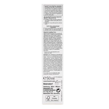 Crema de fata pentru ten sensibil cu SPF50+, 50 ml, Eucerin 808170