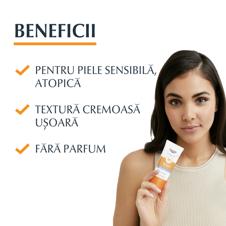 Crema de fata pentru ten sensibil cu SPF50+, 50 ml, Eucerin 712759