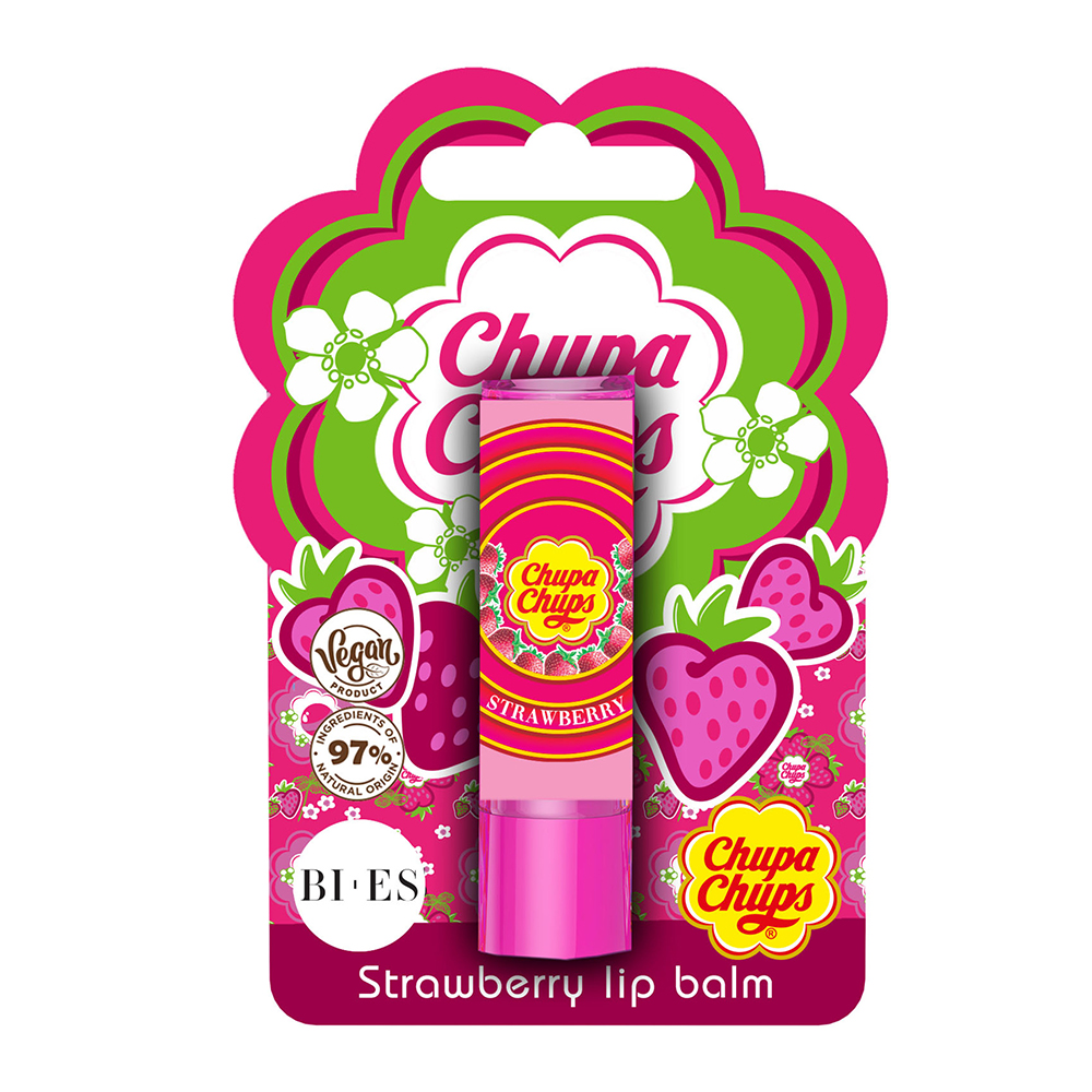 Balsam de buze cu capsune Chupa Chups, 4 g, Bi Es