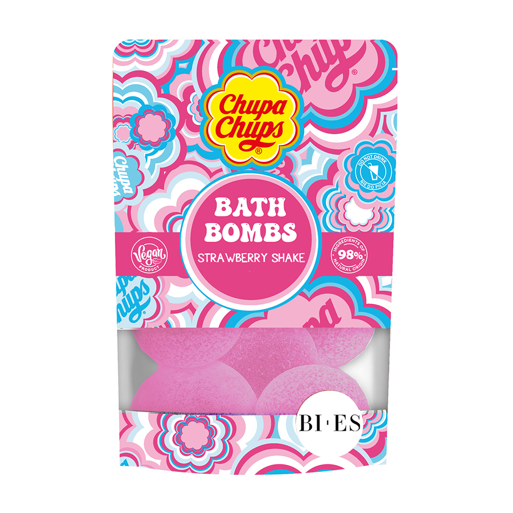 Bombe de baie Chupa Chups cu capsune, 6 x 55 g, Bi Es