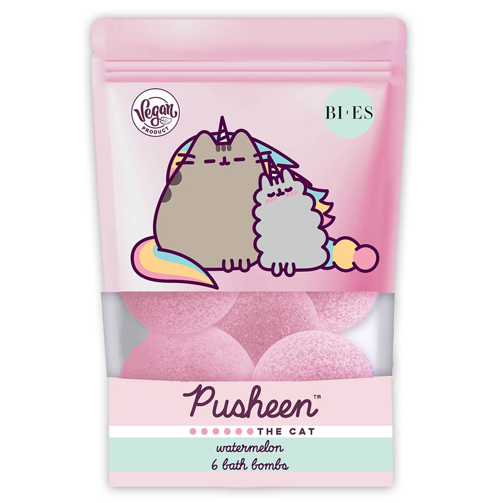 Bombe de baie Pusheen cu pepene rosu, 6 x 55 g, Bi Es