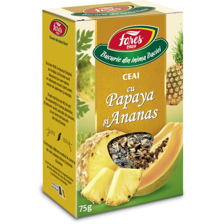Ceai cu papaya si ananas, 75g, Fares