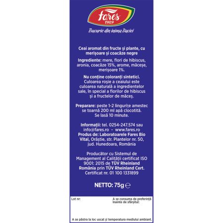 Ceai cu merisoare si coacaze, 75g, Fares 721963