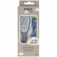 Set bebe pieptene si perie grau, Albastru, Parsa