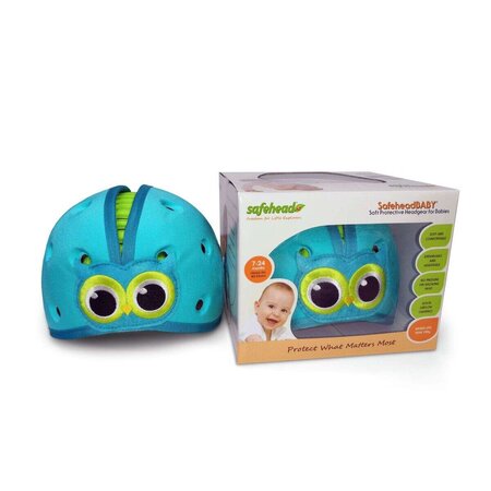 Casca protectie bebelusi cu spuma flexibila Baby Owl, Albastru, 7 - 24 luni, Safehead 567616