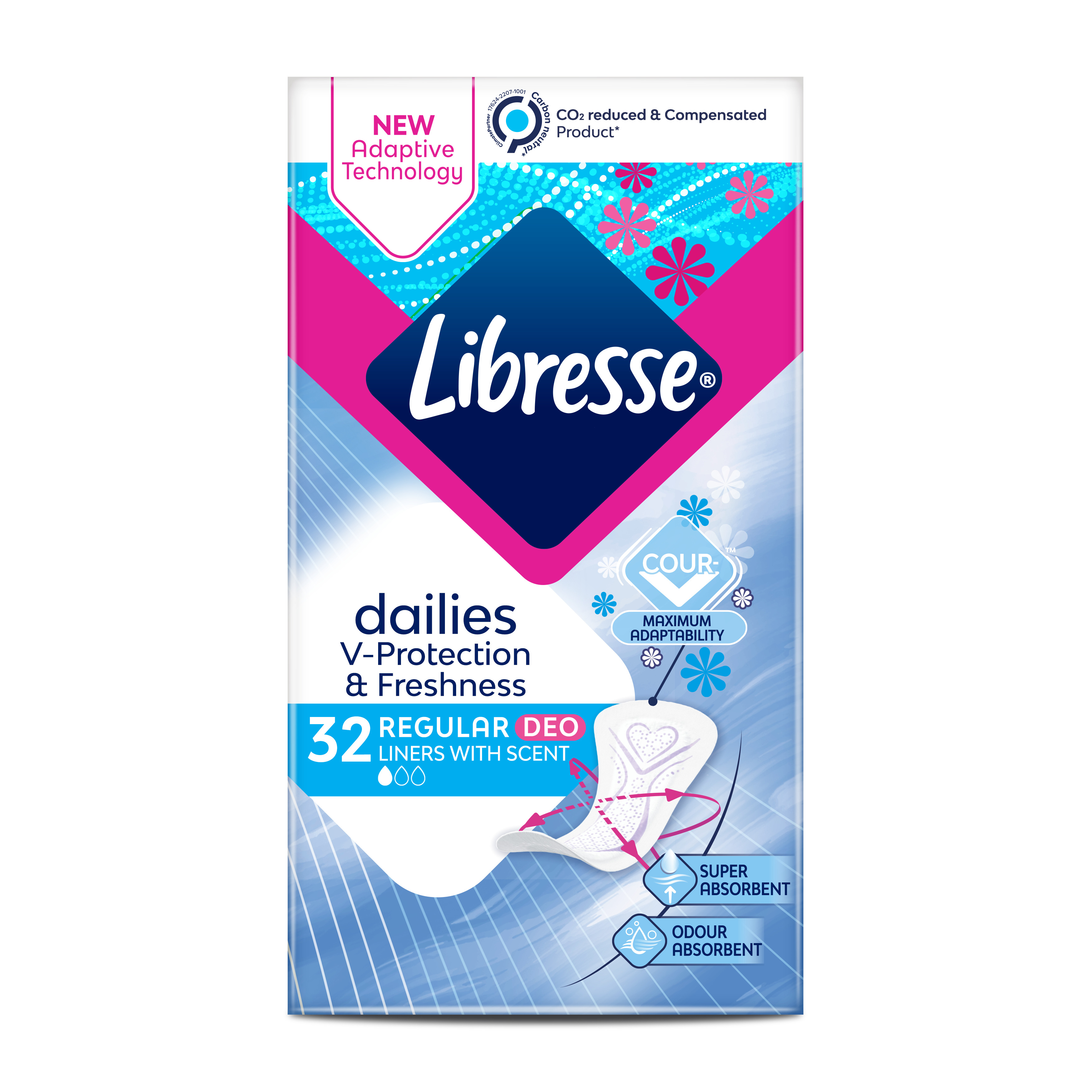 Absorbante zilnice Regular Deo, 32 buc, Libresse