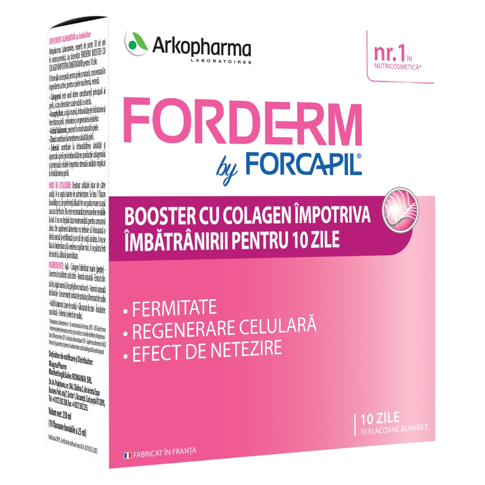 Booster cu colagen Forcapil Forderm, 10 fiole, Arkopharma