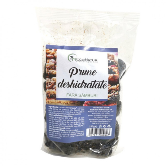 Prune uscate fara samburi, 250 g, EcoNatur 