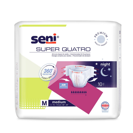 Scutece pentru adulti Super Seni Quatro Medium, 10 bucati, Seni
