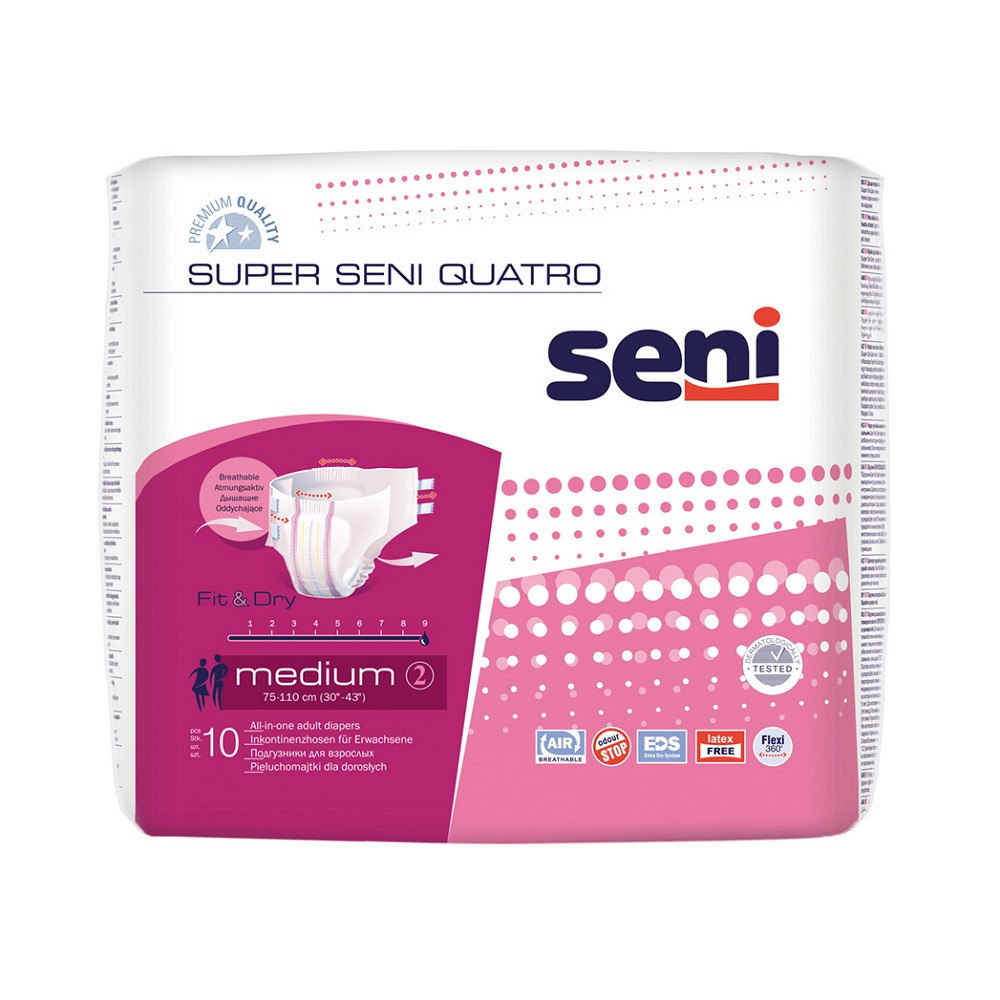 Scutece pentru adulti Super Seni Quatro Medium, 10 bucati, Seni