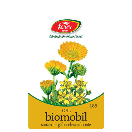 Biomobil gel cu extracte din sunatoare, galbenele si ardei iute, 50 ml, Fares 721460