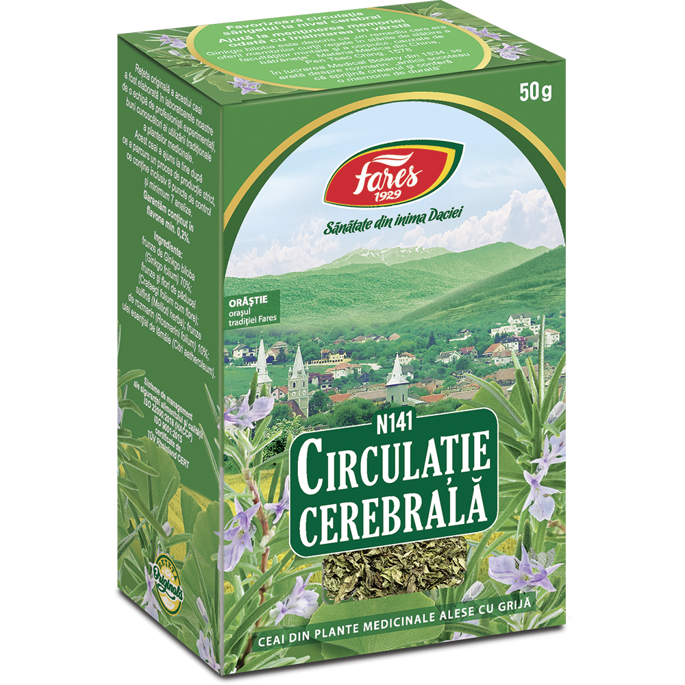 Ceai circulatie cerebrala, 50 g, Fares