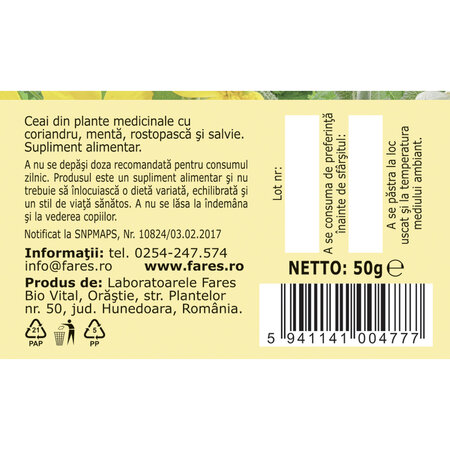 Ceai digestiv, 50 g, Fares 720809