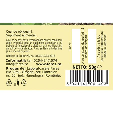 Ceai de obligeana, 50 g, Fares 718610