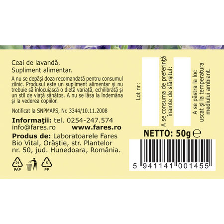 Ceai de lavanda, 50 g, Fares 718578