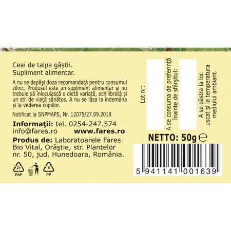 Ceai talpa gastii, 50 g, Fares 718680