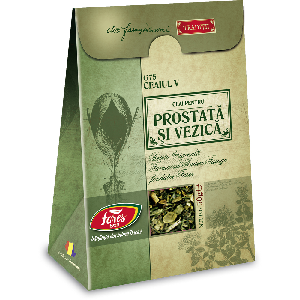 Ceai V pentru prostata si vezica, 50 g, Fares