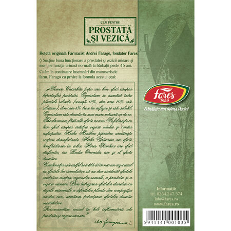 Ceai V pentru prostata si vezica, 50 g, Fares 718392