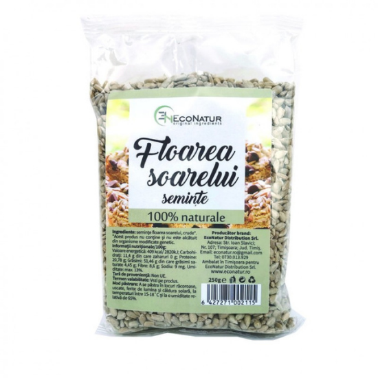 Seminte de floarea soarelui, 250 g, EcoNatur