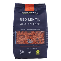 Paste fusilli fara gluten din linte rosie, 250 g, Sam Mills