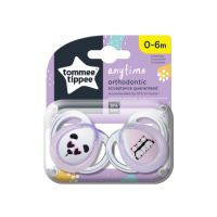 Suzete ortodontice ursuleti panda roz si alb Anytime, 0-6 luni, Tommee Tippee