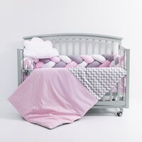 Lenjerie pentru patut cu baldachin, 8 piese, Gri / Roz, MyKids