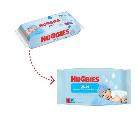 Servetele umede Pure, 56 bucati, Huggies 743174