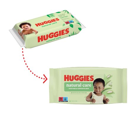 Servetele umede cu Aloe Vera Natural Care, 56 bucati, Huggies 743186