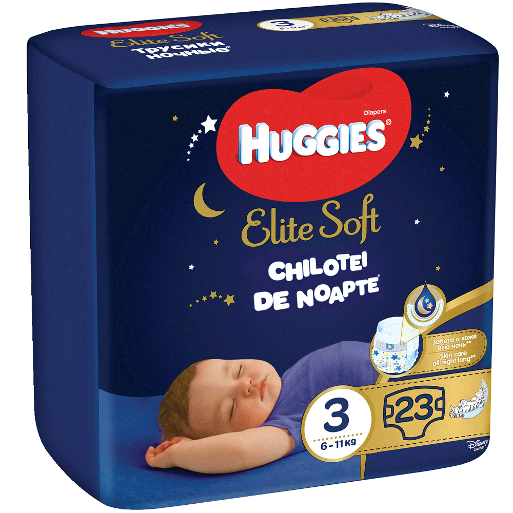 Chilotei de noapte Elite Soft Nr. 3, 6-11 kg, 23 bucati, Huggies