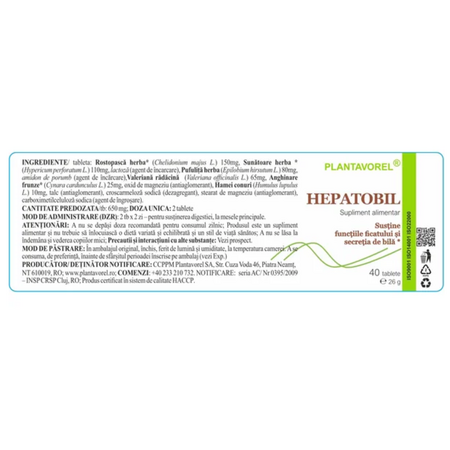 Hepatobil, 40 tablete, Plantavorel 739049