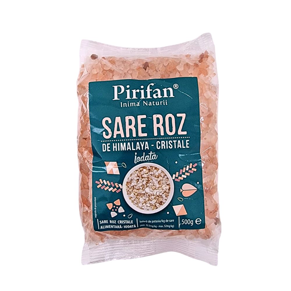 Sare roz de Himalaya cristale iodata, 500 g, Pirifan