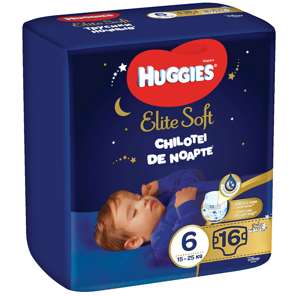 Chilotei de noapte Elite Soft Nr. 6, 15-25 kg, 16 bucati, Huggies