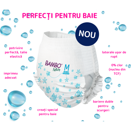 Scutec chilotel pentru baie Ecolabel, Marimea M, +12 kg, 12 bucati, Bambo Nature 570459