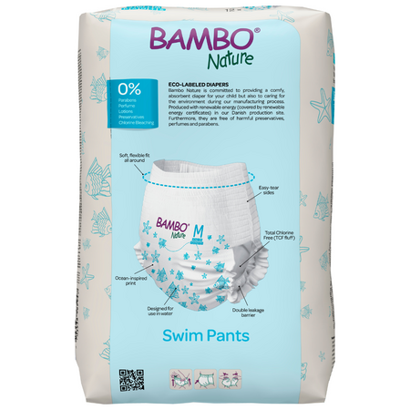 Scutec chilotel pentru baie Ecolabel, Marimea M, +12 kg, 12 bucati, Bambo Nature 570451
