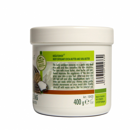 Crema de corp exfolianta cu cacao si unt de shea, 400 g, Krauterhof 570544