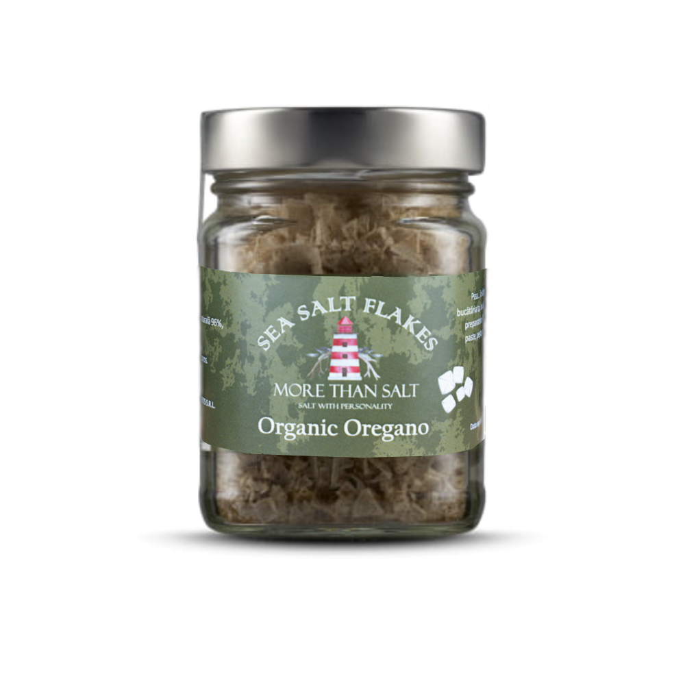 Sare de mare fulgi cu oregano organic, 100g, More Than Salt