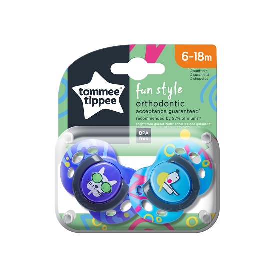 Suzete Ortodontice de zi Fun Caine, 6-18 luni, Tommee Tippee