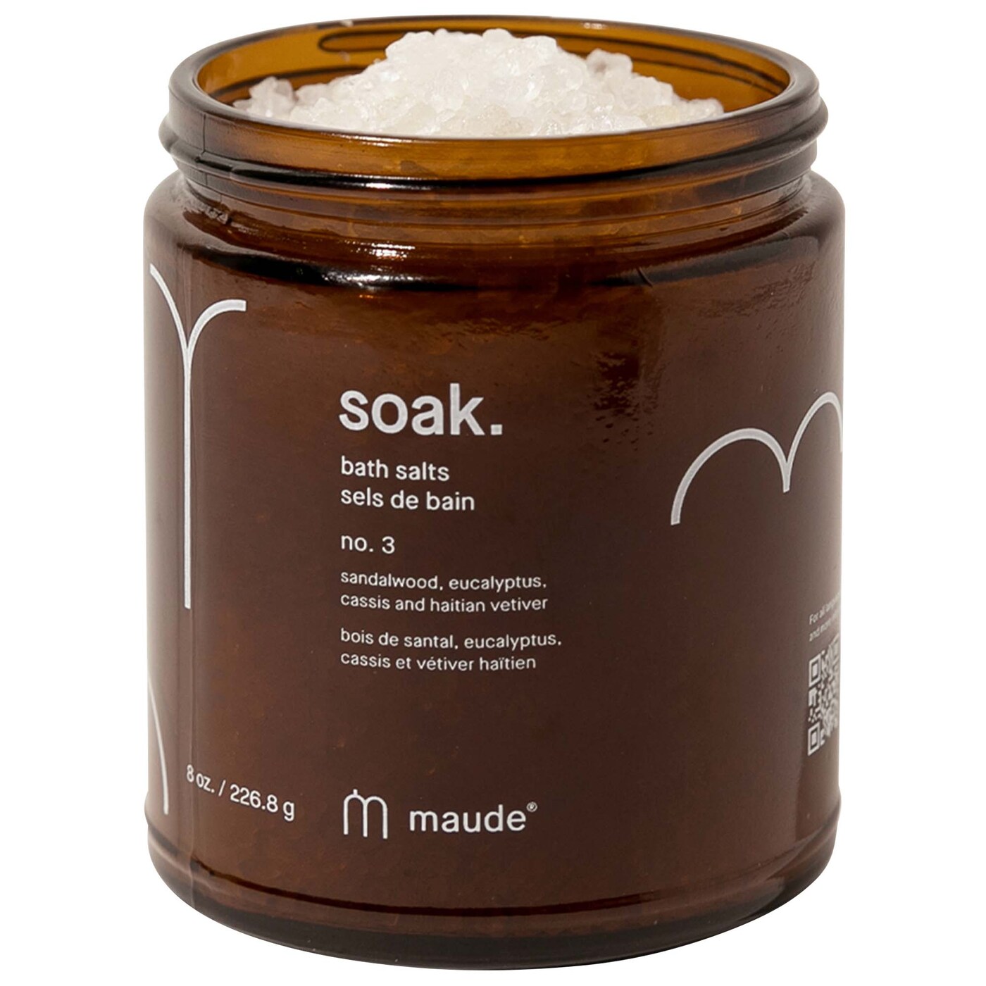 Sare de baie hranitoare cu eucalipt si lemn de santal Soak no.3, 226.8 g, Maude