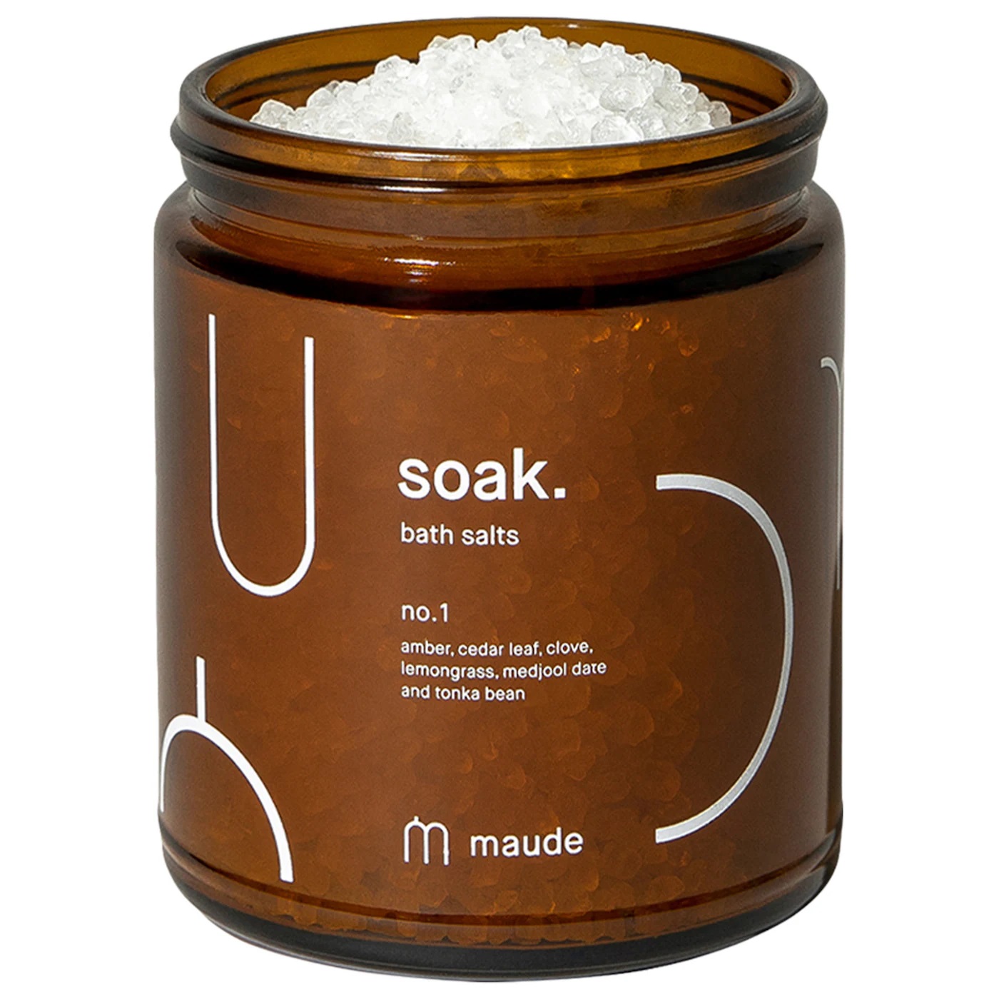 Sare de baie hranitoare cu ambra, cedru, lemongrass si tonka Soak no.1, 226.8 g, Maude